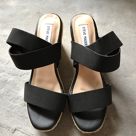 NWOT Steve Madden espadrille wedges black 8 9.5 - Picture 15 of 16